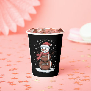 Christmas American Football Snowman Xmas Sport Paper Cups
