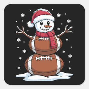 Christmas American Football Snowman Xmas Sport  Square Sticker