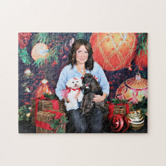 Christmas - Amiche Poodle - Tinkerbell Maltese Jigsaw Puzzle