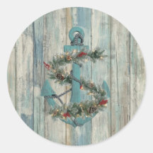 Christmas Anchor Round Sticker