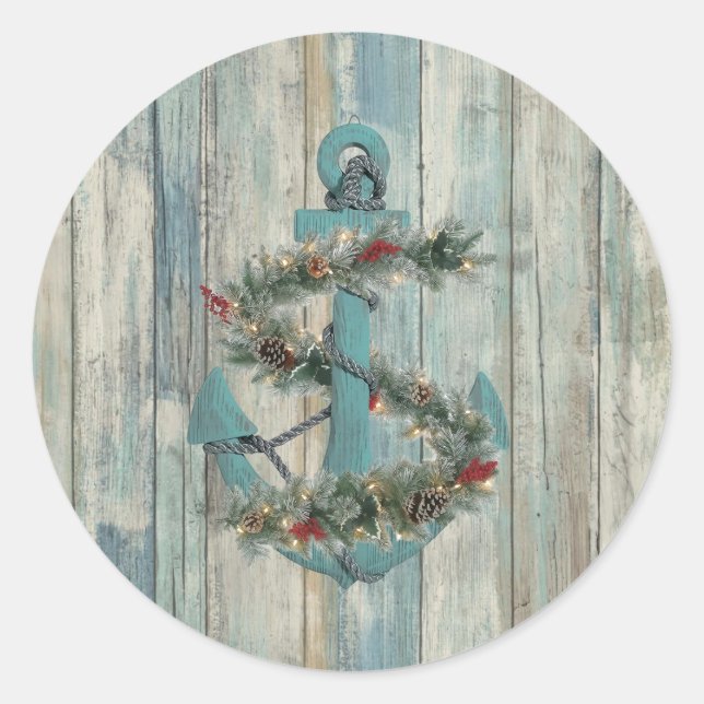Christmas Anchor Round Sticker (Front)