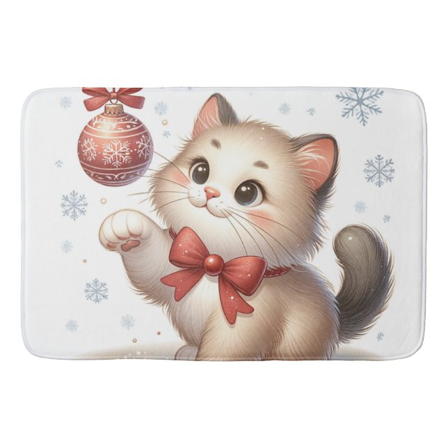 Christmas and cats bath mat (Front)