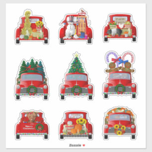 Christmas and Fall Little Red Truck Stickers