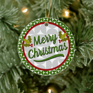 Christmas and Hanukkah Ceramic Ornament