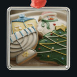 Christmas and Hanukkah cookies on plate, Metal Ornament<br><div class="desc">AssetID: 200486001-001 / {Thomas Northcut} / Christmas and Hanukkah cookies on plate, </div>