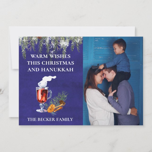 Christmas and Hanukkah Photo Template Warm Wishes (Front)
