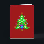 Christmas and Hanukkah Together Holiday Card<br><div class="desc">Christmas and Hanukkah on gifts for interfaith families that celebrate the joy of Christmas and beauty of Chanukah. Featuring Xmas tree and menorah with jewish star of david surrounded by holiday presents on greeting cards, postage, gift ideas and apparel for the family.</div>