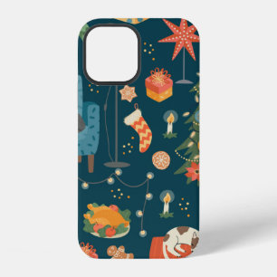 Christmas and Happy New Year seamless pattern. Swe iPhone 12 Case
