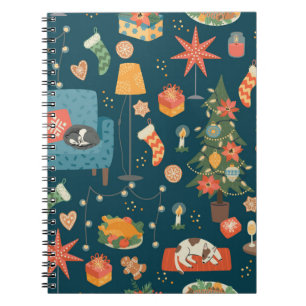 Christmas and Happy New Year seamless pattern. Swe Notebook
