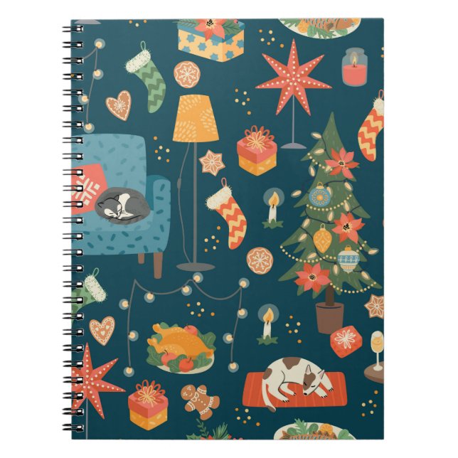 Christmas and Happy New Year seamless pattern. Swe Notebook (Front)