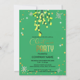Christmas and Mistletoe green, snowflake diamonds Invitation