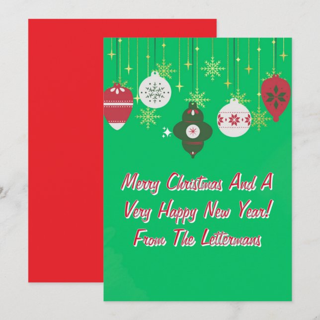 Christmas and New Year Greeting Card,downloadable Holiday Card (Front/Back)