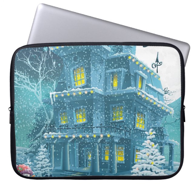 Christmas and New Year greeting card with the imag Laptop Sleeve (Front)