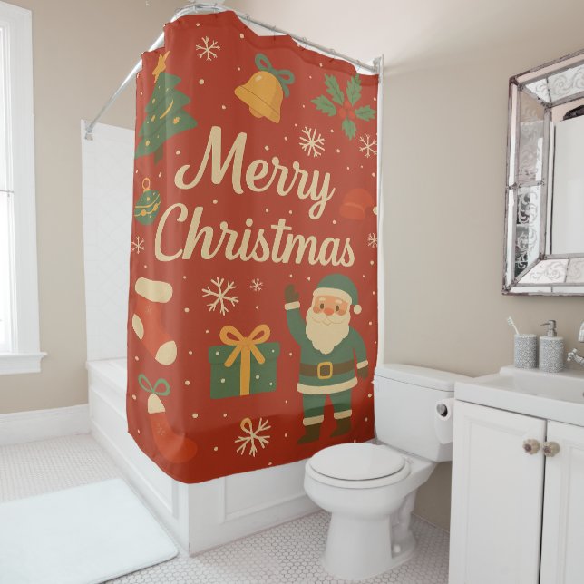 Christmas and Santa Clause Shower Curtain (In Situ)