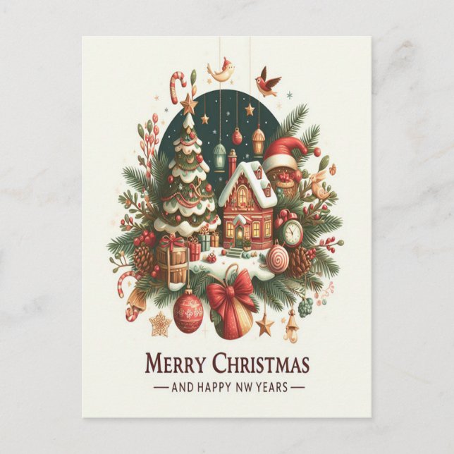 Christmas and the New Year. Postcard (Front)