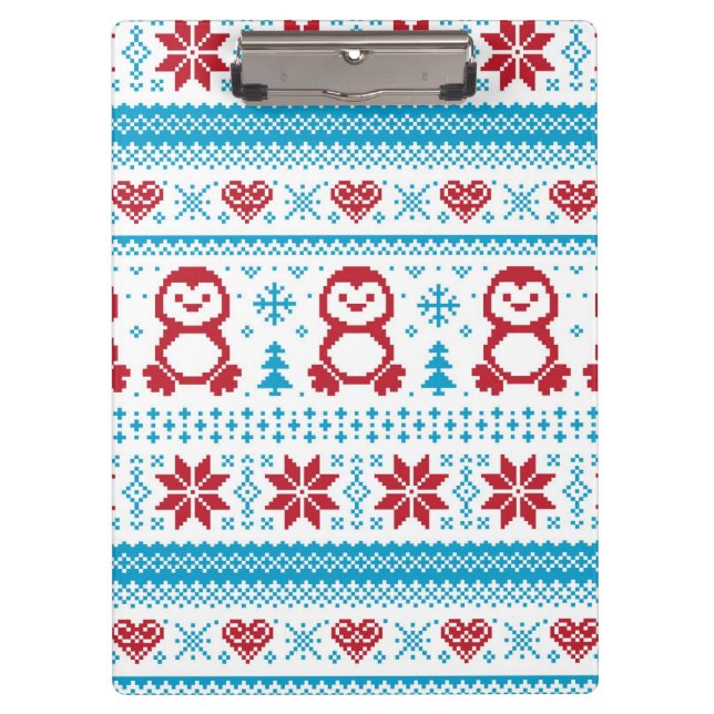 Christmas and Winter knitted pattern Clipboard (Front)