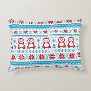 Christmas and Winter knitted pattern Decorative Pillow