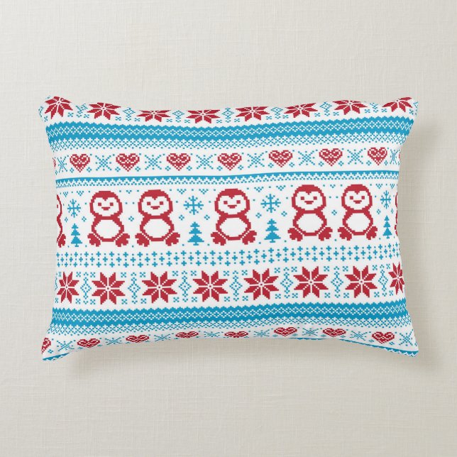 Christmas and Winter knitted pattern Decorative Pillow (Front)