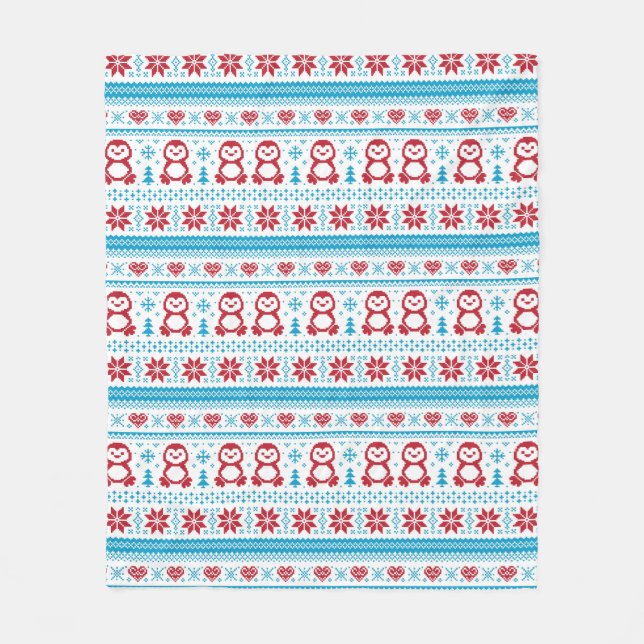 Christmas and Winter knitted pattern Fleece Blanket (Front)