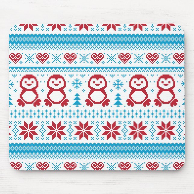 Christmas and Winter knitted pattern Mouse Pad (Front)