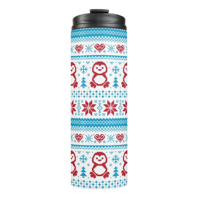 Christmas and Winter knitted pattern Thermal Tumbler (Front)