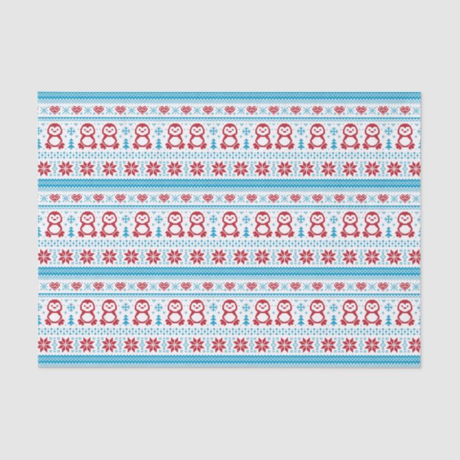 Christmas and Winter knitted pattern Tissue Paper (Front)