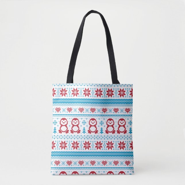 Christmas and Winter knitted pattern Tote Bag (Front)