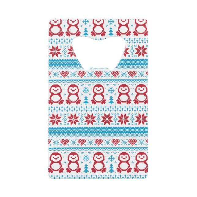 Christmas and Winter knitted pattern Wallet Bottle Opener (Front)