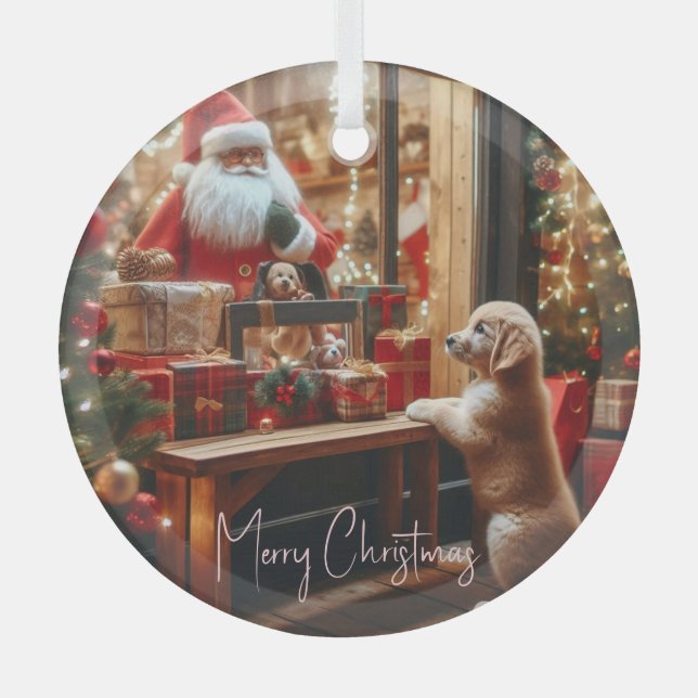 Christmas and Wishes Glass Ornament (Front)