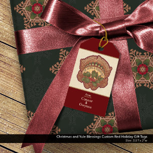 Christmas and Yule Blessings Custom Red Holiday Gift Tags