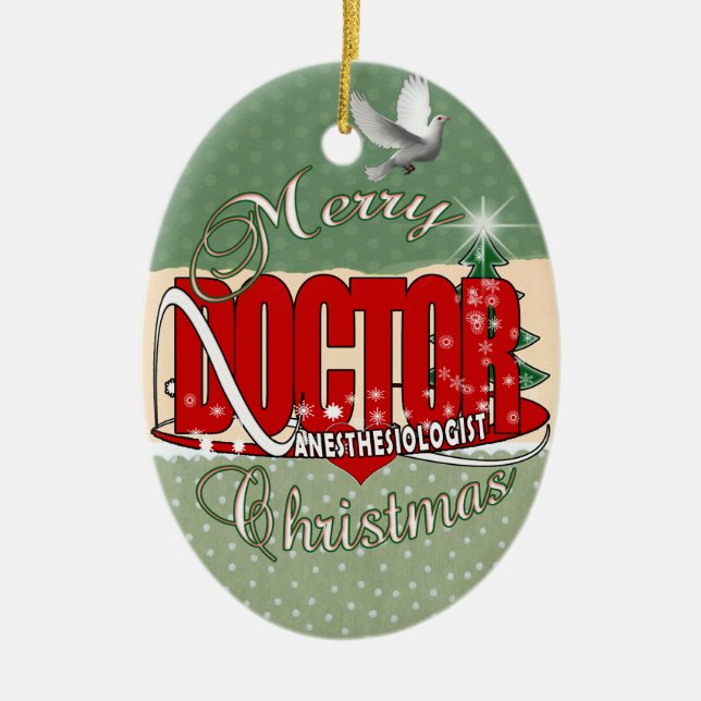 CHRISTMAS ANESTHESIOLOGIST CERAMIC ORNAMENT (Front)