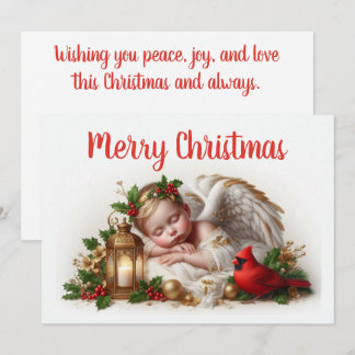 Christmas angel and cardinal holiday card
