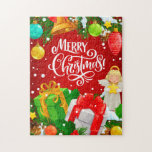 Christmas Angel and Gifts Jigsaw Puzzle<br><div class="desc">Charming jigsaw puzzle of a beautiful Christmas angel,  gifts and ornaments. Family fun for the holidays.</div>