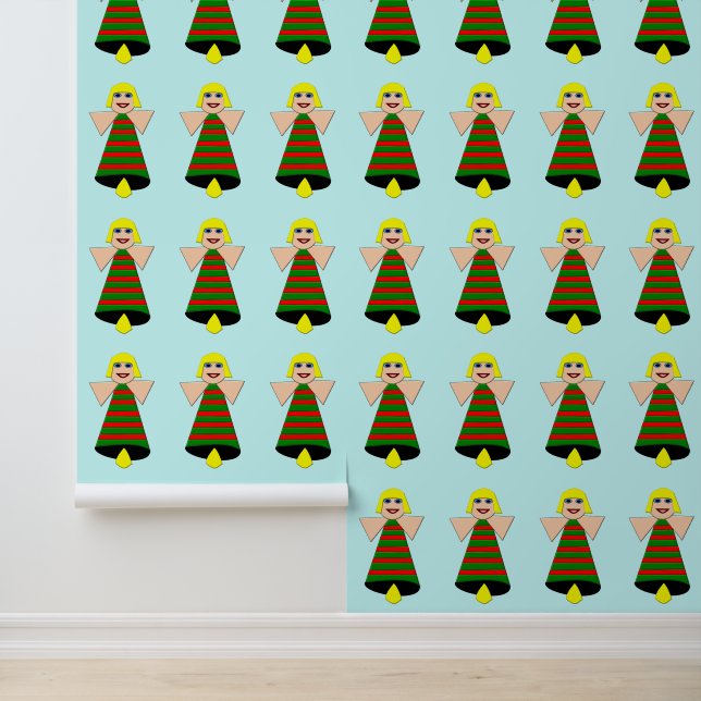 Christmas Angel Bell Patterned Wallpaper (Application)