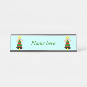 Christmas Angel Bell Personalized Desk Name Plate