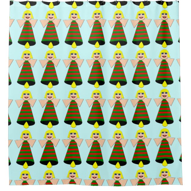 Christmas Angel Bell Shower Curtain (Front)