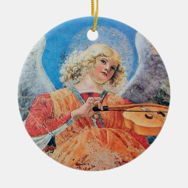 CHRISTMAS ANGEL Blue Sapphire Ceramic Ornament (Front)