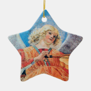 CHRISTMAS ANGEL Blue Sapphire Star Ceramic Ornament