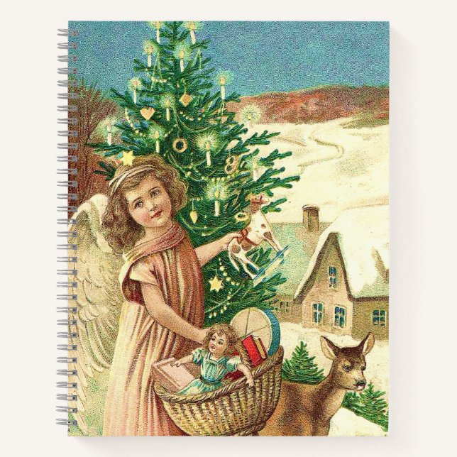 Christmas angel bringing toys notebook (Front)
