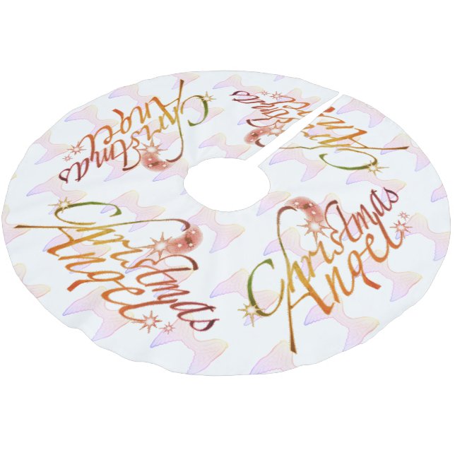 Christmas Angel Brushed Polyester Tree Skirt (Angled)