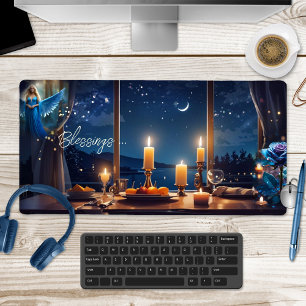 Christmas Angel Candle Light  Desk Mat