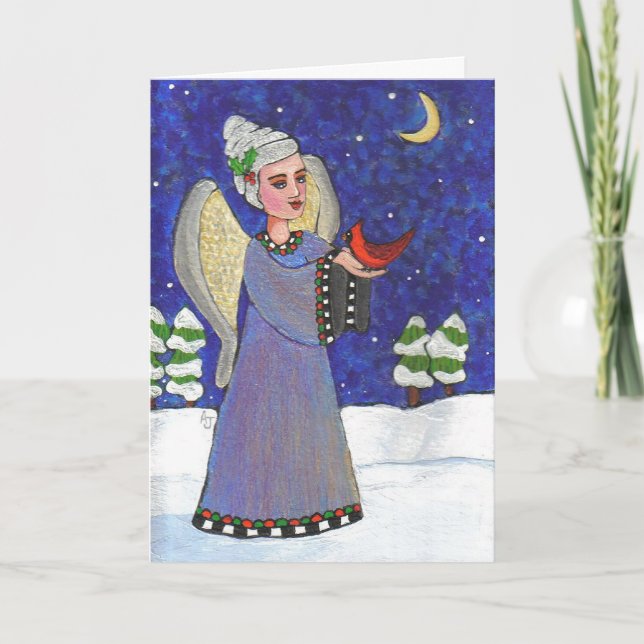 Christmas Angel & Cardinal - Holiday card (Front)