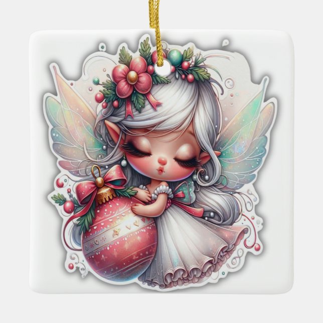Christmas Angel Ceramic Ornament (Front)