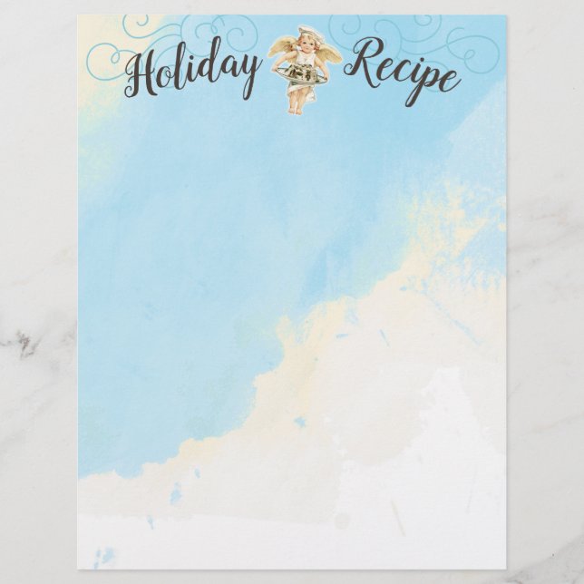 Christmas angel chef holiday recipe stationery (Front)