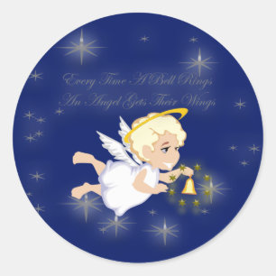 Christmas angel classic round sticker