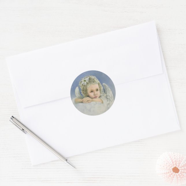 Christmas Angel Classic Round Sticker (Envelope)