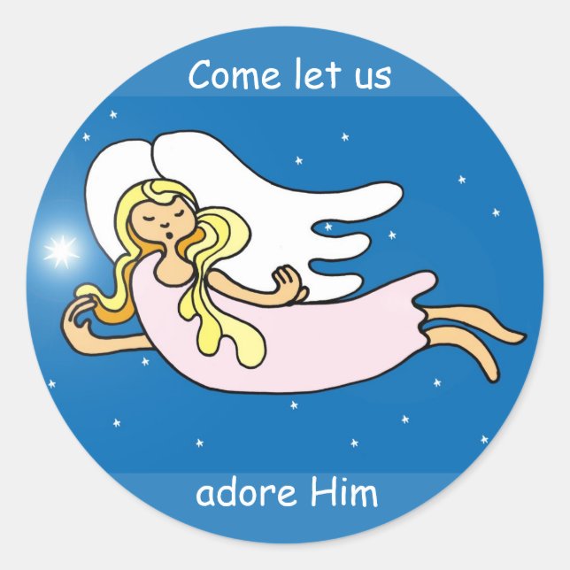 Christmas angel classic round sticker (Front)