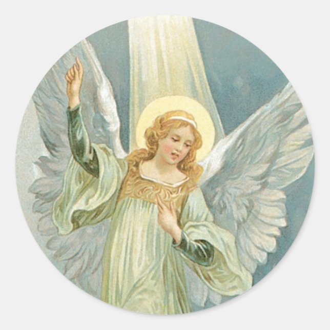 Christmas Angel Classic Round Sticker (Front)