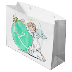 Christmas Angel custom name large gift bag