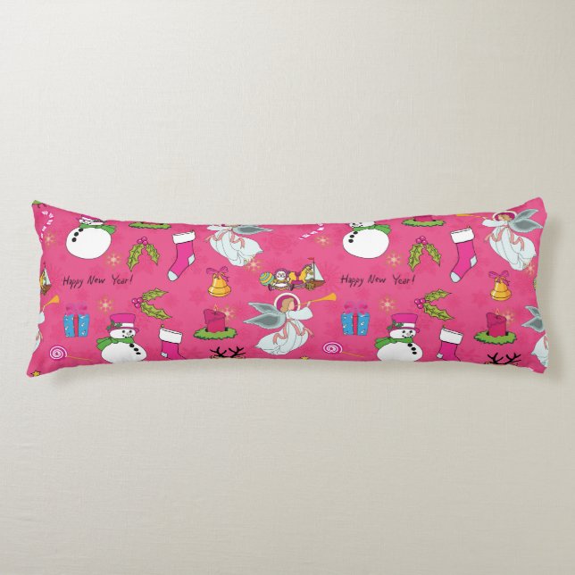 Christmas angel,deer and snowman body pillow (Front)